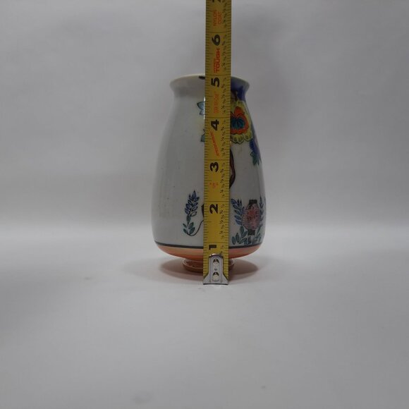 Vintage Japan Lustreware Hand Painted Floral Lantern Vase Stem Bud Flower Pot - Picture 2 of 12